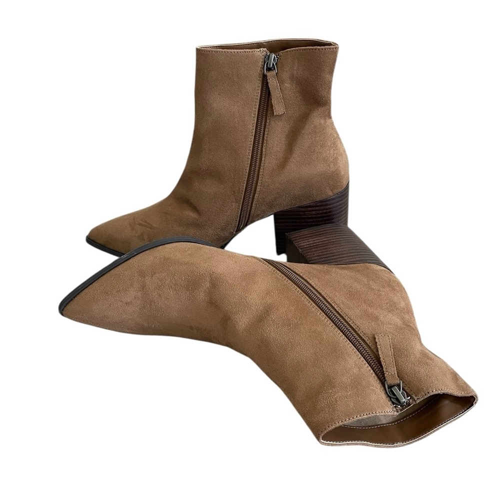 LINEA PAOLO Women's Light Tan Suede Sadie Block Heel Bootie Classic Size 12 - Picture 4 of 9